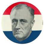 FRANKLIN ROOSEVELT LARGE CLOSE-UP 3.5" PORTRAIT BUTTON.