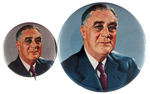 FRANKLIN ROOSEVELT PAIR OF LARGE COLOR PORTRAIT BUTTONS.