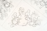 DISNEY FLOPPY HATS GROUP OF 14 ORIGINAL ART DESIGNS.