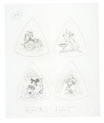 DISNEY FLOPPY HATS GROUP OF 14 ORIGINAL ART DESIGNS.