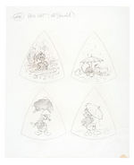 DISNEY FLOPPY HATS GROUP OF 14 ORIGINAL ART DESIGNS.