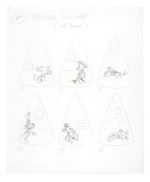 DISNEY FLOPPY HATS GROUP OF 14 ORIGINAL ART DESIGNS.