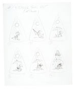 DISNEY FLOPPY HATS GROUP OF 14 ORIGINAL ART DESIGNS.