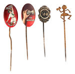 EARLY 1900s QUARTET OF BICYCLE RELATED STICKPINS.