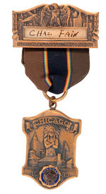 CENTURY OF PROGRESS CHICAGO PAIR OF RARE RIBBON BADGES.