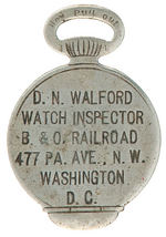 EARLY POCKET WATCH CASE OPENER WITH REVERSE TEXT FOR "WATCH INSPECTOR B. & O. RAILROAD.