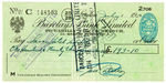 LOU COSTELLO SIGNED BRITISH CHEQUE.