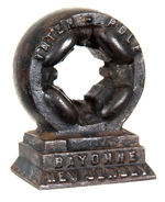 "INTER POLE" FIGURAL ELECTRICAL DYNAMO CAST IRON PAPER WEIGHT.