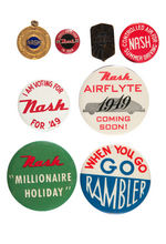 NASH GROUP OF SEVEN ITEMS PLUS ONE "RAMBLER" BUTTON.