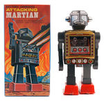 "BATTERY OPERATED ATTACKING MARTIAN" BOXED ROBOT.