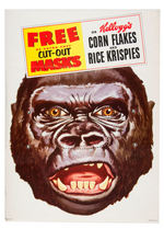 KELLOGG'S CUT-OUT MASKS SIGN WITH GORILLA.