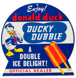 "DONALD DUCK DUCKY DUBBLE" STORE SIGN/STANDEE.