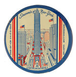 OUTSTANDING RADIO CITY/ROCKEFELLER CENTER 4" LITHO BUTTON.