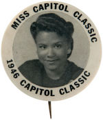 AFRICAN-AMERICAN BEAUTY QUEEN BUTTON FOR 1946 ANNUAL D.C. FOOTBALL GAME.