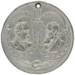 CLEVELAND 1888 AND HARRISON 1892 PAIR OF WHITE METAL MEDALS.