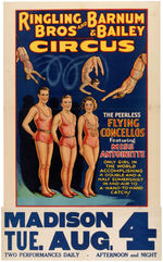 "RINGLING BROS. AND BARNUM & BAILEY COMBINED CIRCUS" FLYING CONCELLOS POSTER.