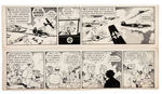 "BARNEY BAXTER" WW2 DAILY COMIC STRIP ORIGINAL ART PAIR.