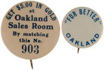 FOUR BUTTONS FOR THE "OAKLAND" AUTOMOBILE.