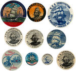 U.S.S. CONSTITUTION COLLECTION OF TEN BUTTONS 1925-1932.