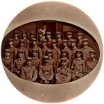 26 UNIFORMED FIREMEN ON REAL PHOTO DOUBLE-SIDED 1906 CELLULOID.