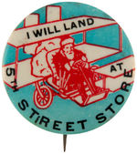 SANTA IN BI-PLANE EARLY RARE BUTTON FROM LOS ANGELES.