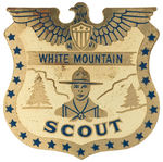 "WHITE MOUNTAIN SCOUT" RARE PREMIUM STYLE BRASS BADGE.