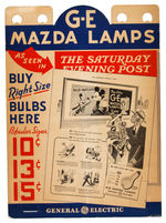 DISNEY "G-E MAZDA LAMPS" LIGHTBULBS STORE DISPLAY.