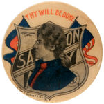 "THY WILL BE DONE" EARLY AND RARE SALVATION ARMY BUTTON.