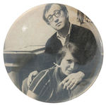 WOODY ALLEN AND LOUISE LASSER PICTURED ON BUTTON FROM THE LEVIN COLLECTION.