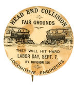 STEAM LOCOMOTIVE DEMOLITION DERBY RARE EARLY BUTTON.