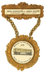 "UNION ASSOCIATION OF LUMBER DEALERS" 1906 CLEVELAND CONVENTION BADGE.