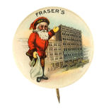 "FRASER'S" RARE FULL FIGURE SANTA CLAUS NEXT TO STORE HEADQUARTERS.