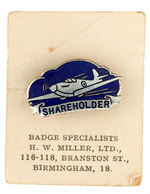 "SHAREHOLDER" BRITISH ENAMEL BADGE FOR CONTRIBUTOR TO SPITFIRE PURCHASE.