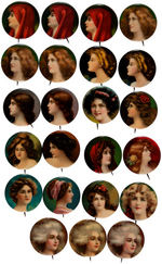 TOBACCO COMPANY PRETTY WOMEN GIVE-AWAY BUTTONS.