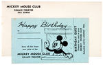 "MICKEY MOUSE CLUB" MOVIE THEATER BIRTHDAY CARD.