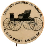 EARLY CARRIAGE BUTTON FROM SAN JOSE, CAL.