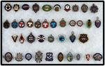 AUSTRALIAN BADGES 1917-1950s WITH MANY ENAMEL PINS.