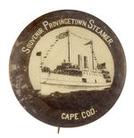 "SOUVENIR PROVINCETOWN STEAMER/CAPE COD" EARLY REAL PHOTO BUTTON.