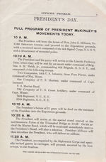 PAN AMERICAN DAILY PROGRAM FOR PRESIDENT'S DAY - THE DAY BEFORE McKINLEY WAS SHOT.