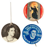 THREE CELLULOID ITEMS PORTRAYING JESUS AND MARTIN LUTHER.