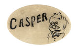 "CASPER" HAND INKED NAME AND PORTRAIT ON MATTE FINISH 1930s OVAL BUTTON.