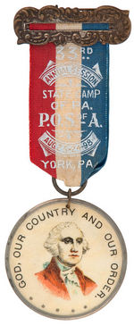 PATRIOTIC ORDER SONS OF AMERICA RIBBON BADGE FROM 1898 YORK, PA.