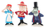 DUDLEY DO-RIGHT/NELL FENWICK/SNIDLEY WHIPLASH GLAZED CERAMIC FIGURE SET.