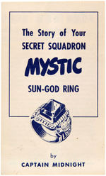 CAPTAIN MIDNIGHT RARELY OFFERED INSTRUCTION FOLDER AND MAILER FOR THE "MYSTIC SUN-GOD RING."