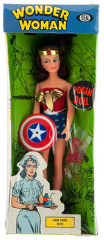 RARE "WONDER WOMAN SUPER QUEENS" ACTION FIGURE IN BOX.