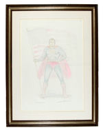 SUPERMAN JOE SHUSTER ORIGINAL ART "SUPERMAN" #24 LARGE & IMPRESSIVE COVER RE-CREATION.