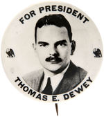 GORGEOUS "FOR PRESIDENT THOMAS E. DEWEY" REAL PHOTO PORTRAIT BUTTON.