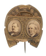 CLEVELAND/HENDRICKS REAL PHOTO JUGATE IN BRASS SHELL HORSE SHOE PIN.