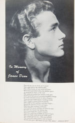 JAMES DEAN COMMEMORATIVE PAGE IN 1956 HIGH SCHOOL YEARBOOK.