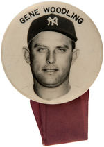 "GENE WOODLING" NEW YORK YANKEES REAL PHOTO PORTRAIT BUTTON.